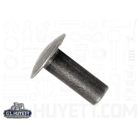 G.L. HUYETT Solid Rivet, Truss Head, 1/4 in Dia., 1/2 in L, Carbon Steel Body RVT-0250-0500